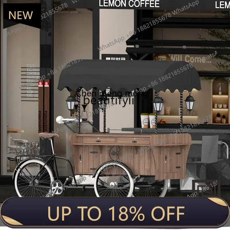 

Z189 A06 Outdoor mobile dining car wrought iron cart display wine ice bucket large food truck metal