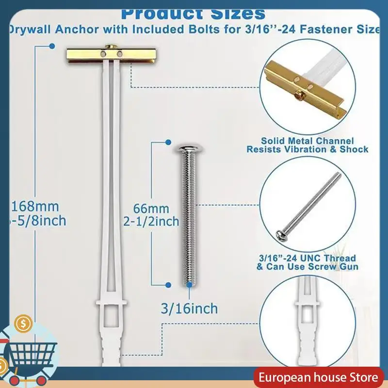 

ABFA Anchor Set With Included Bolts , Heavy Duty Hollow Drywall Anchors Kit For TV Mounting Kit, Hollow Wall Anchors Holds 12 Pa