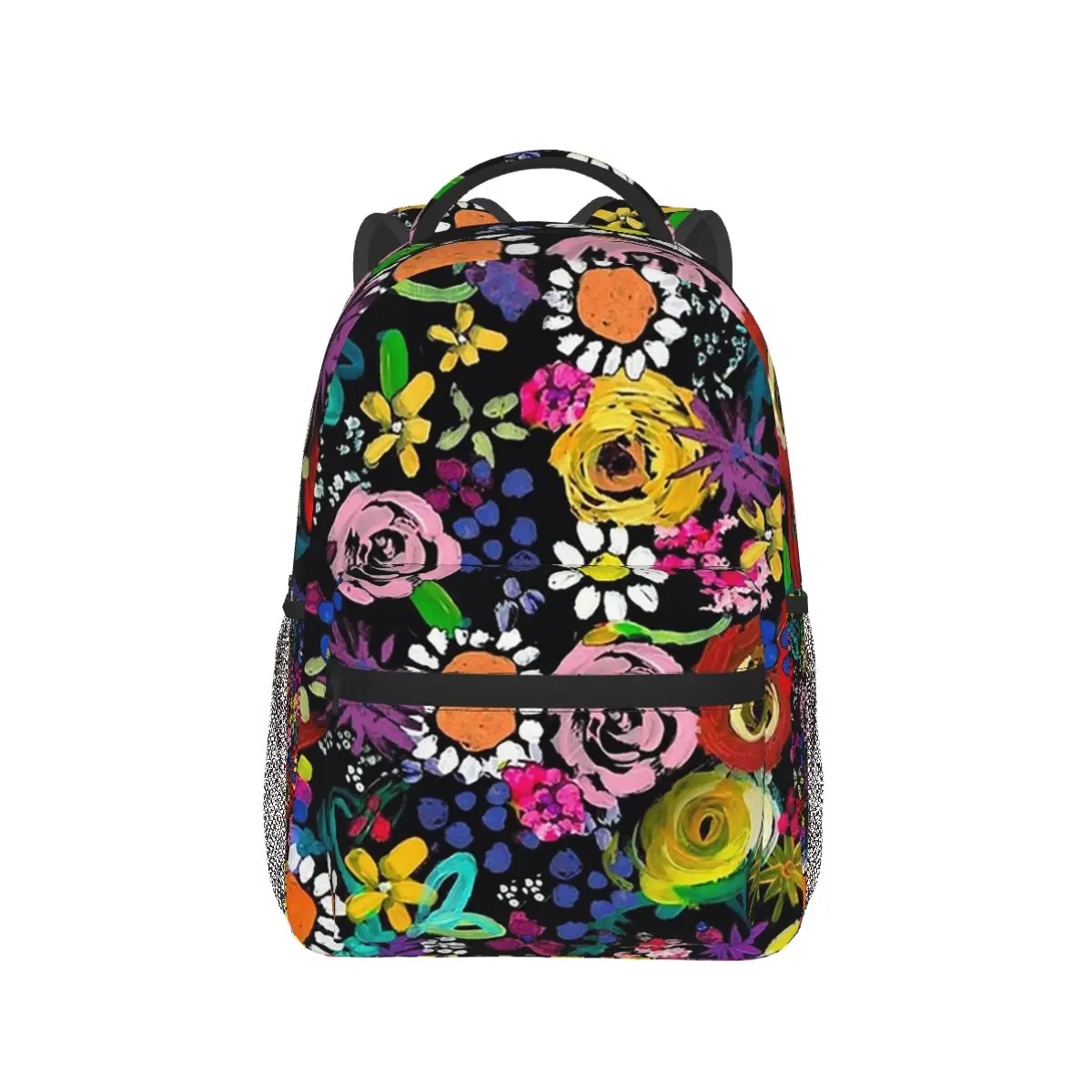 Les Fleurs-mochila con estampado Floral de pintura para niños y niñas, morral escolar de dibujos animados para ordenador portátil, bolso de hombro