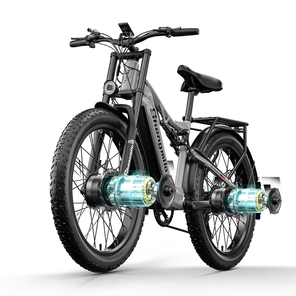 Shengmilo S600 Elektrofahrrad für Erwachsene, Herren E-Mountainbike mit zwei Motoren, 48V840WH Batterie, 26-Zoll-Fat-Tire-E-Bike