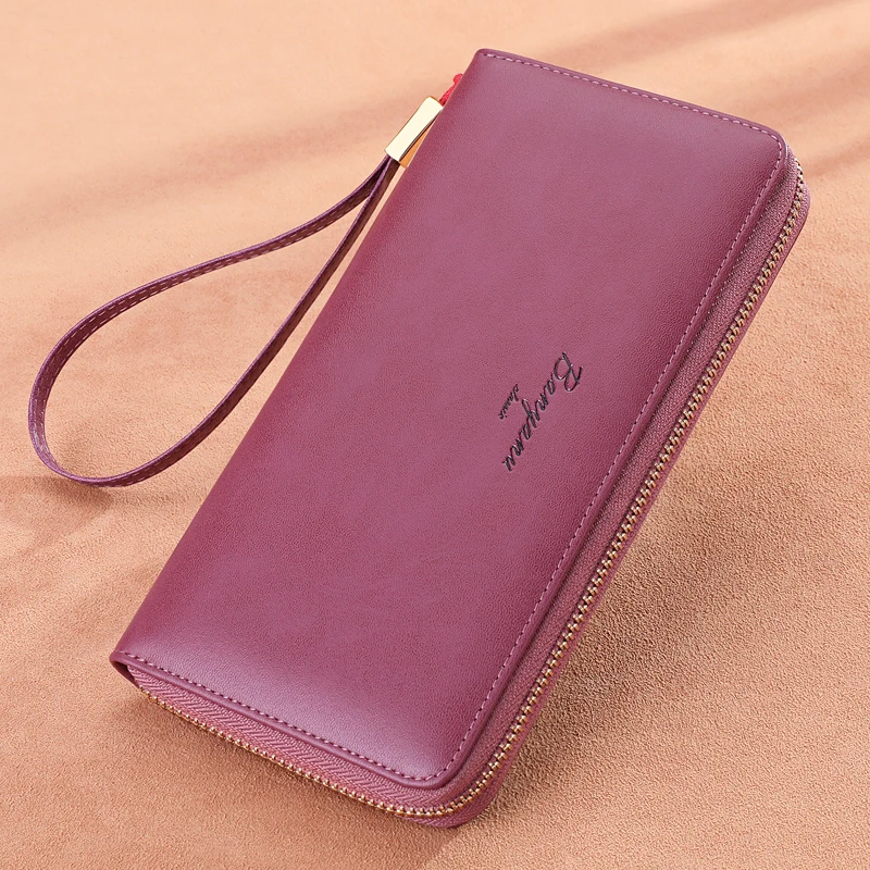 Rfid Long Women Wallets Clutch Zipper Coin Pocket Female Phone Pocket Wallet Card Holder Luxury Genuine Leather Women Pink Purse