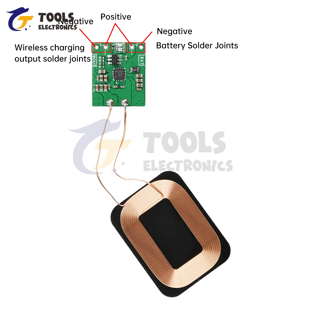 5W Wireless Charging Receiver Module PCBA Module Small Coil Li-ion Battery Wireless Charging Built-in 3.7V Modification Program