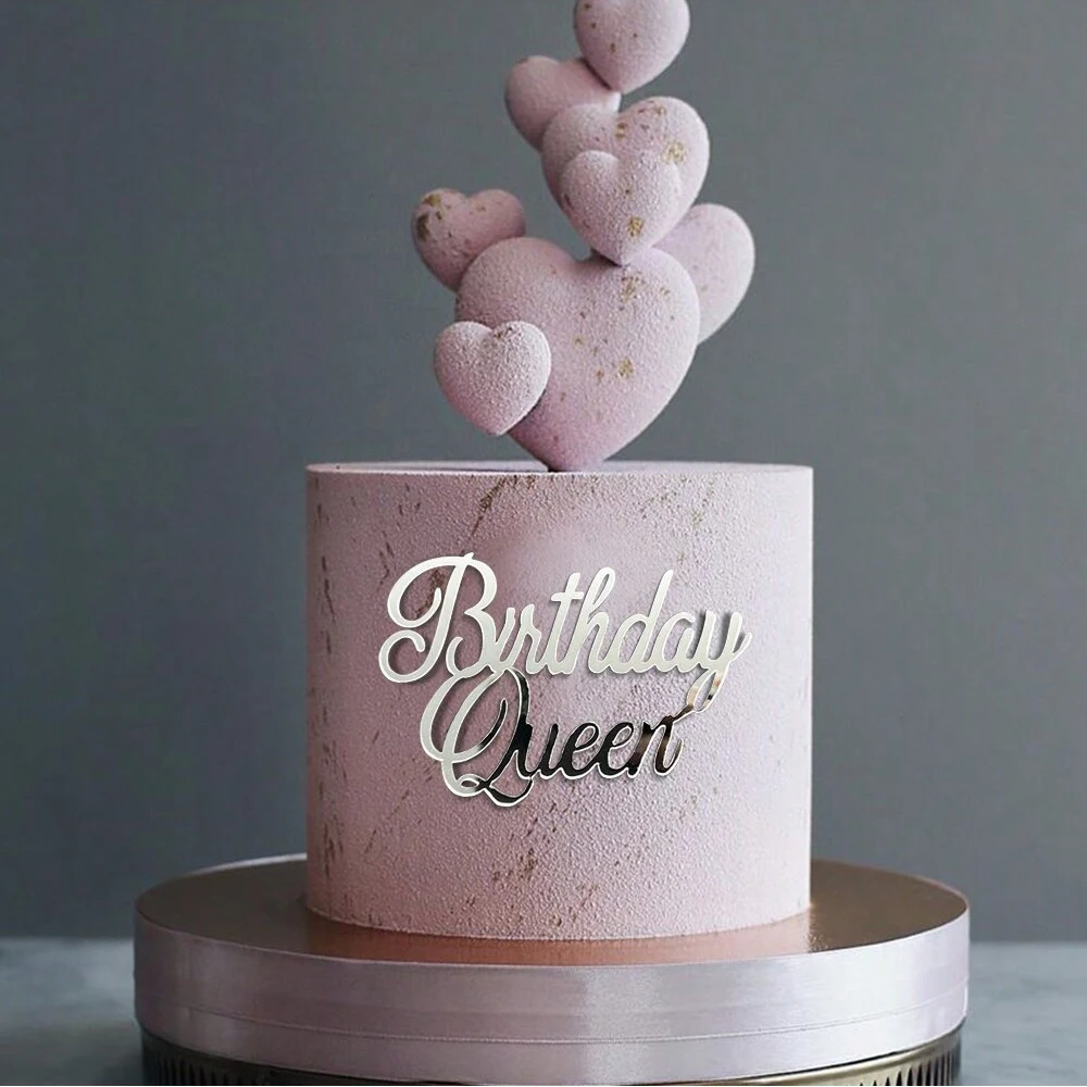 5pcs Happy Mother\'s Day Cake Toppers Acrylic Mirror Pink Cupcake Topper Heart Best MOM Party Cake Dessert Decorations