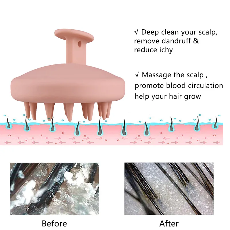 Cepillo de silicona completo para el cuero cabelludo, masajeador de cuero cabelludo, cepillo de champú, masaje del cabello