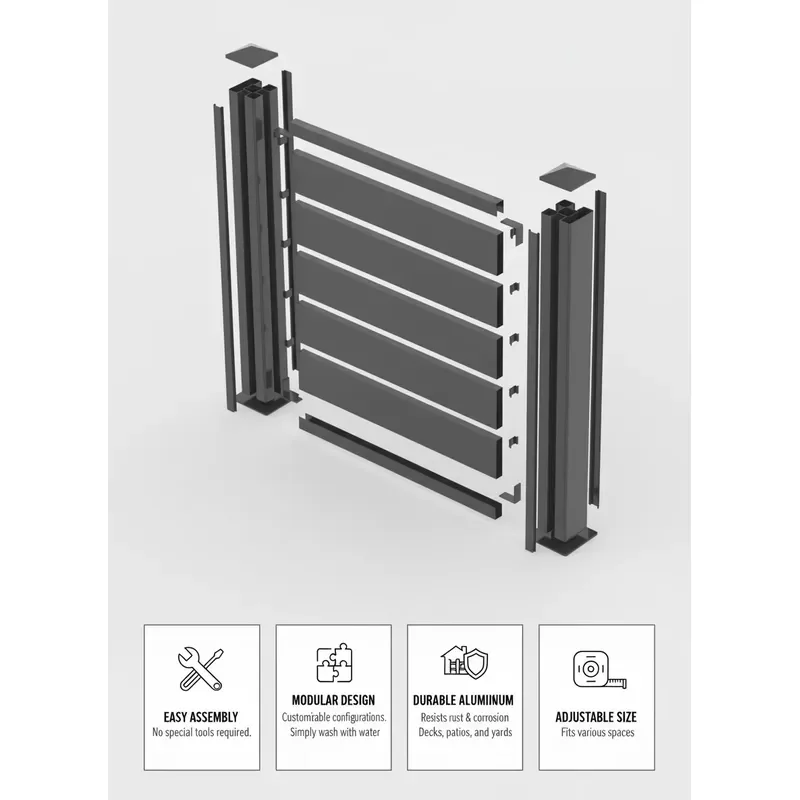 Factory Price Aluminium Privacy Fence System Easy Installation Modular Slats Outdoor