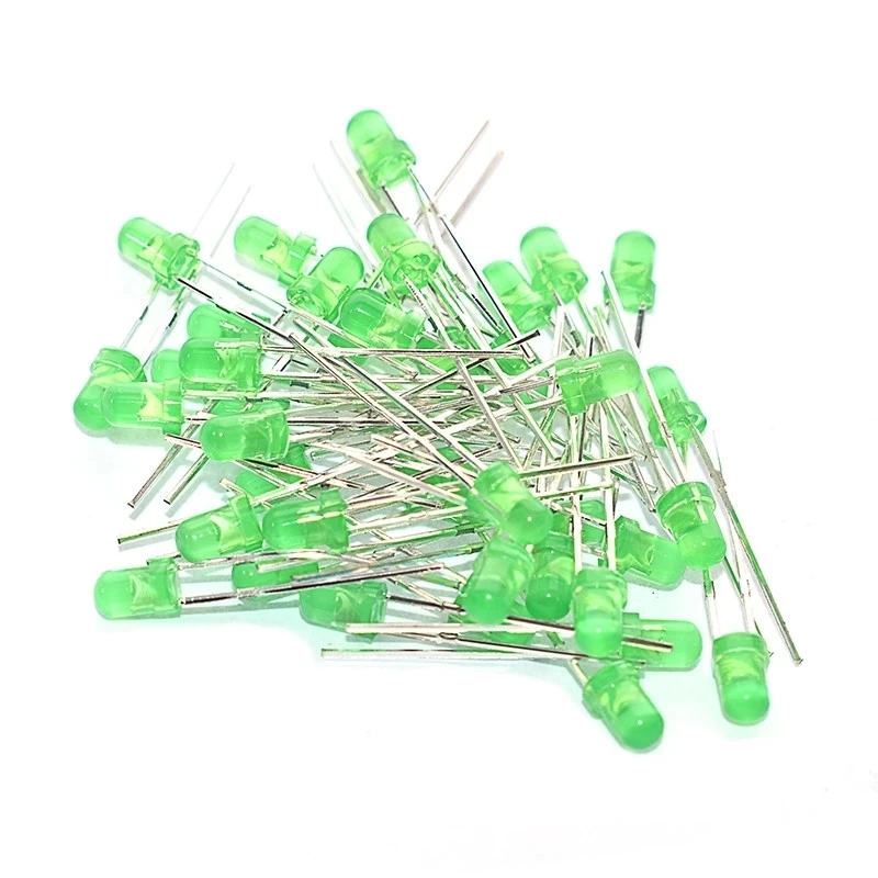 Assorted LED diodo kit de luz, kit DIY completo, verde, azul, branco, amarelo, vermelho, 3mm, 100 pcs por lote