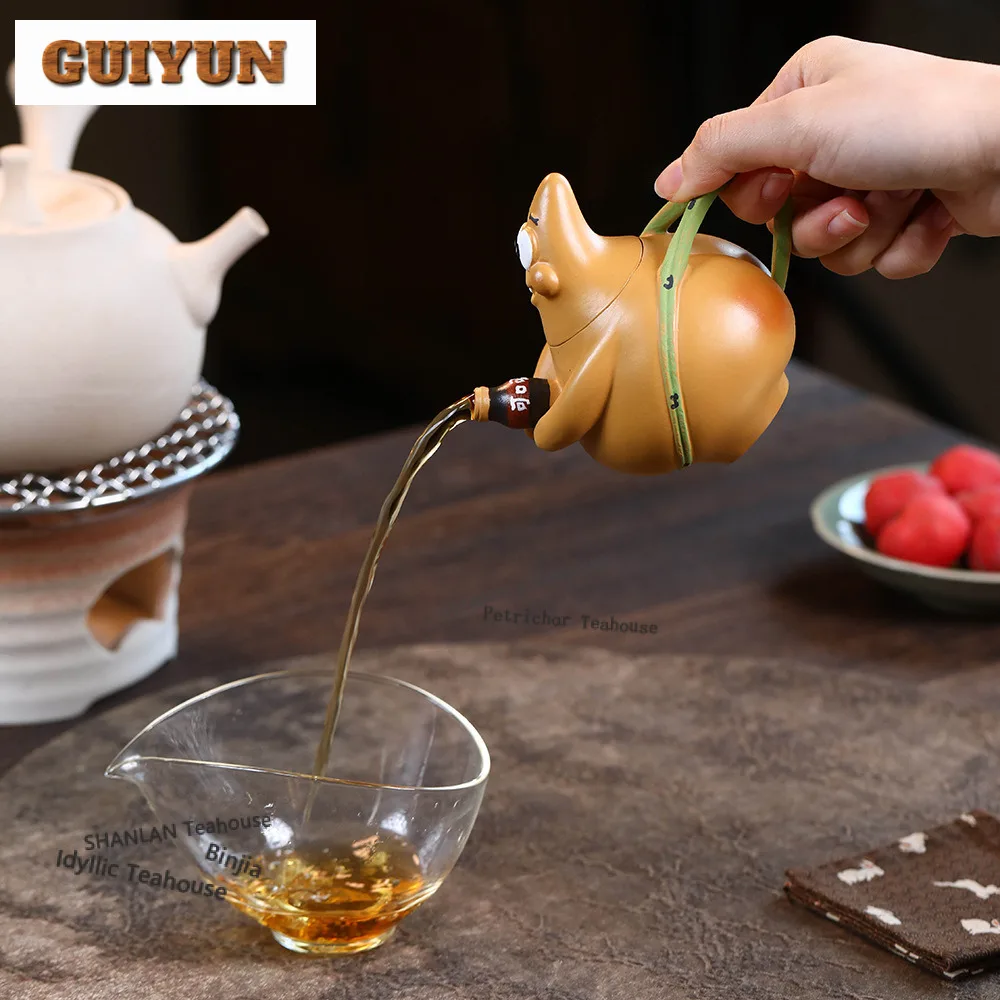 160ml Retro Yixing Purple Clay Teapots Handmade Patrick Star Hand Grab Pot Raw Ore Section Mud Kettle Chinese Zisha Tea Set