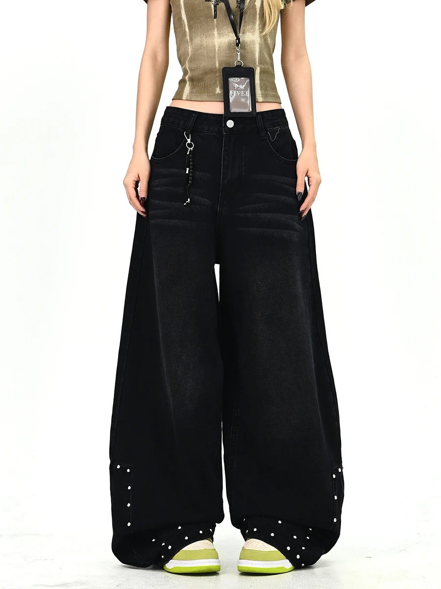 

Waed Denim Jeans Women's Loose BF American Street Long Pants Spring New Arrival Knife Casual Trousers Floor-Length