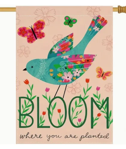 Garden Flag 12x18in Polyester Bird Double-Sided Bloom Where You Are Planted