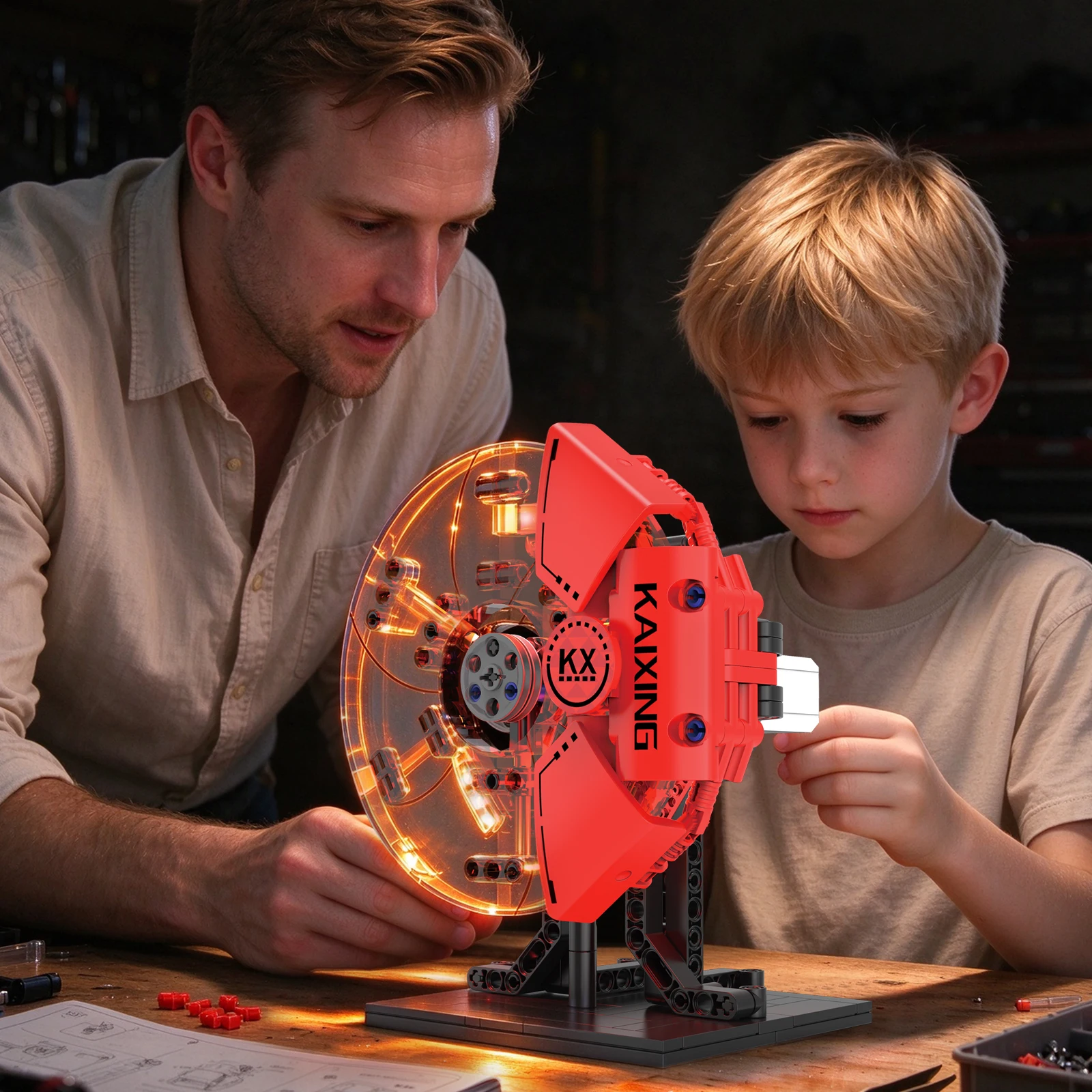 Racing Wheel Hub Building Block Brick Model Kit With LED Lights, Mechanical Engineering Toy, Gifts For Boys Ages 8-14 And Adults