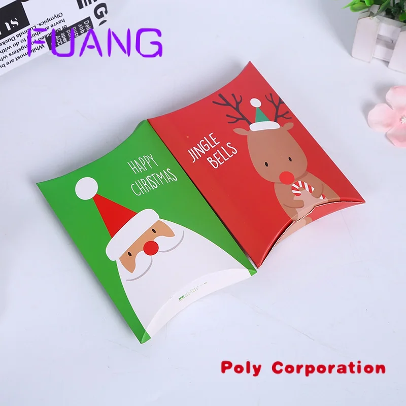 Custom  2 colors pillow style christmas packaging boxes for giftspacking box for small businesse