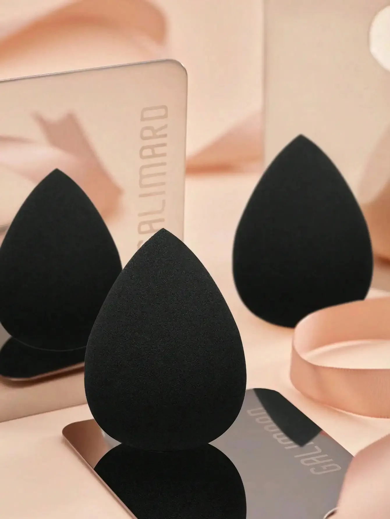 Esponjas mágicas pretas da composição de 3 pces-liquidificadores de beleza expansíveis ativados por água, esponjas cosméticas ultra macias sem látex para falhas