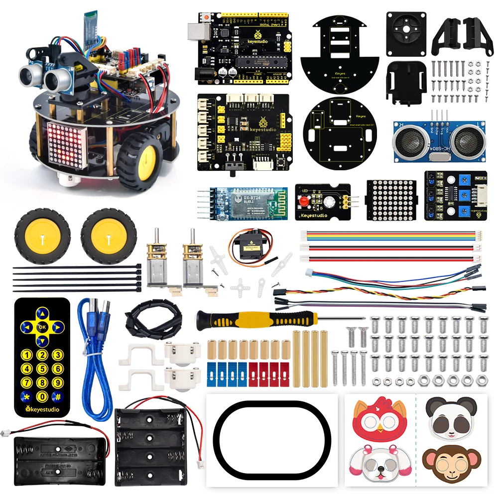 Keyestudio V3.0รถหุ่นยนต์เต่าน้อยอัจฉริยะสำหรับ Arduino C การเขียนโปรแกรมภาษาฟังก์ชั่นอเนกประสงค์รองรับการควบคุมแอป