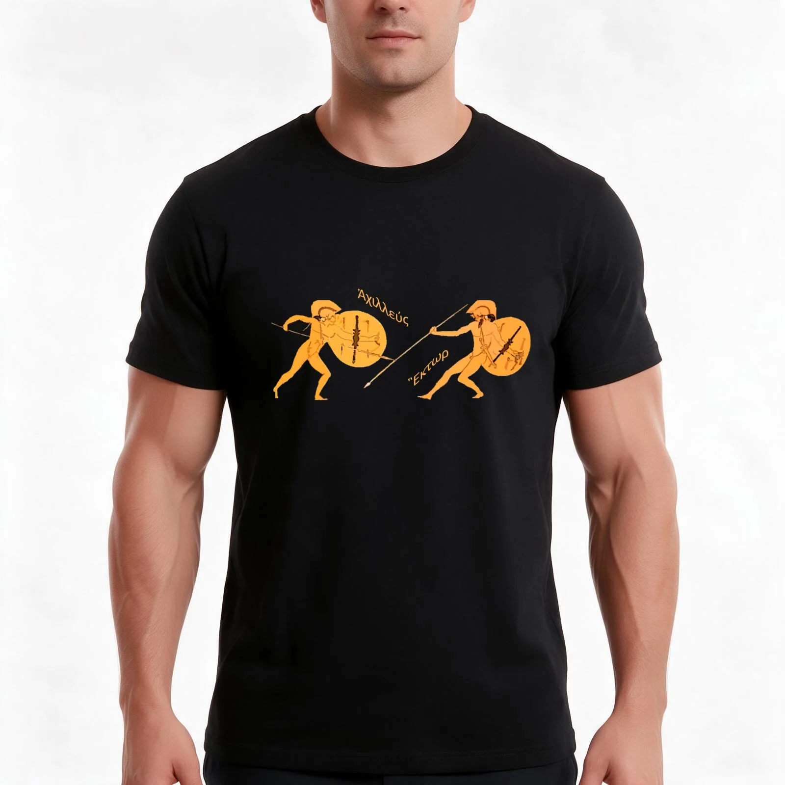 Achilles and Hector T-Shirt, Summer Casual Cotton Tee, Oversized Streetwear Tops, Vintage Graphic Print, Loose Fit Short Sleeve