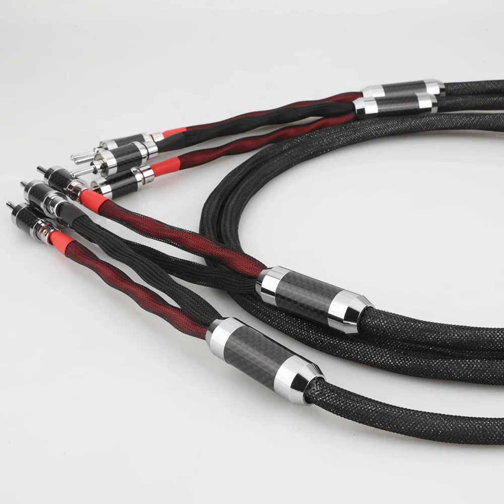 Audiocrast SCSION AG-Câble haut-parleur en argent massif pur 100%, câble de haut-parleur, prise bêche en fibre de carbone, HIFI, haute qualité