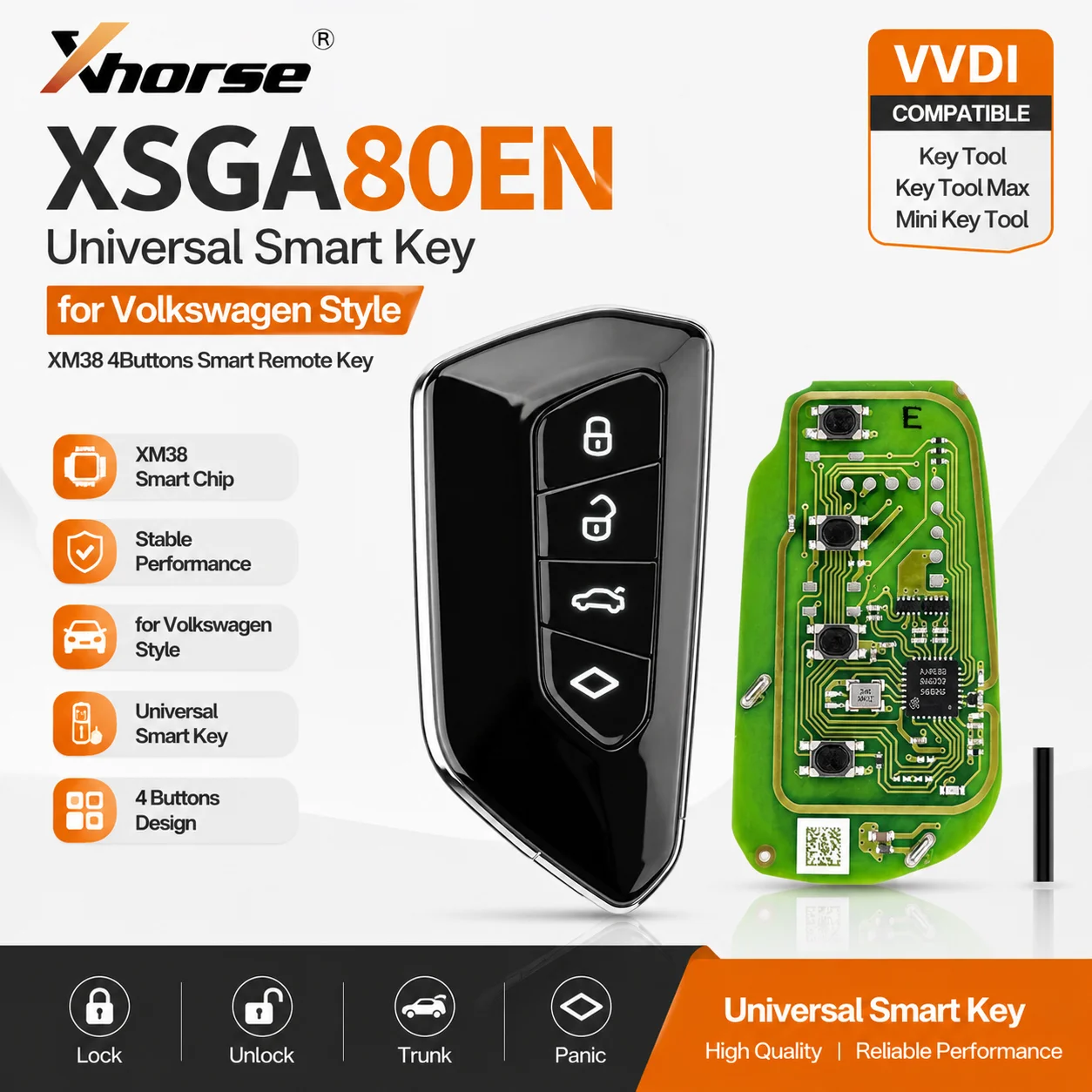 Xhorse Universal Smart Key XSGA80EN for Volkswagen Style XM38 4Buttons Smart Remote Key for VVDI Tool Key Programmer