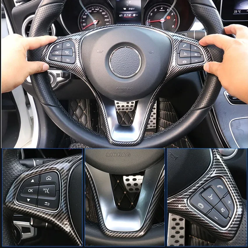 For Mercedes Benz A B C E GLA GLC CLA GLE GLS Class W246 W205 W213 X253 X156 Car Steering Wheel Cover Decoration Trim