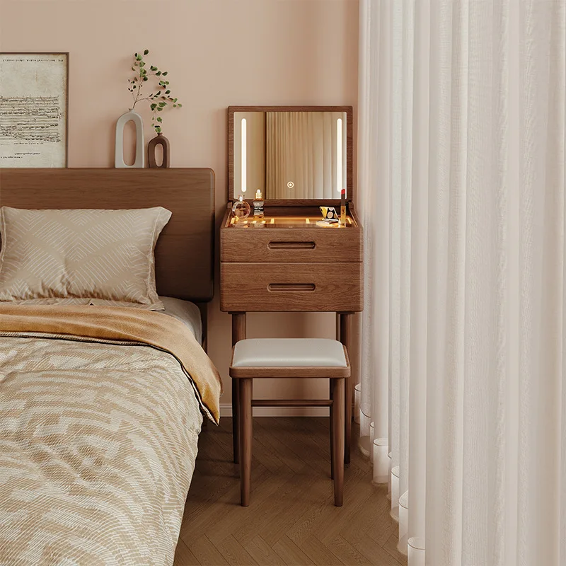 Solid wood dresser, small bedroom, mini extremely narrow bedside table, dressing table, integrated clamshell