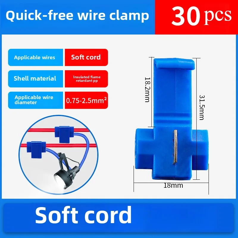 30pcs Wire Cable Connectors Scotch Lock Electric Quick Splice Terminals Crimp Non Destructive Without Breaking Line AWG 22-18