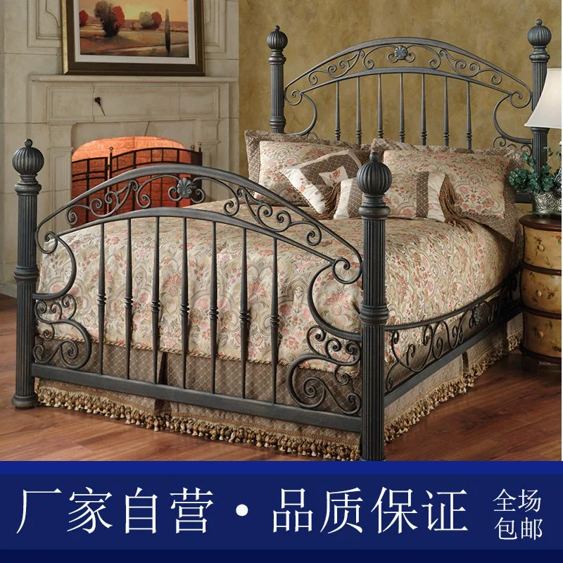 Retro wrought iron bed 1.8 meters European iron frame 1.5 meters Children's princess bed Simple modern single bed