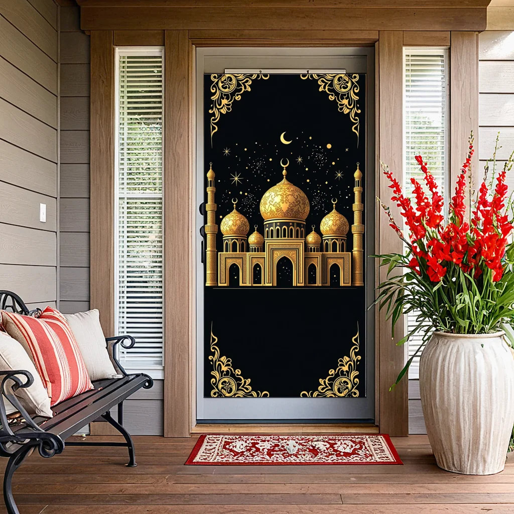 Ramadan Eid Mubarak Decoration Prayer Backdrop Curtains Wall Hanging Decor Indoor Outdoor Banner Ramadan Room Background
