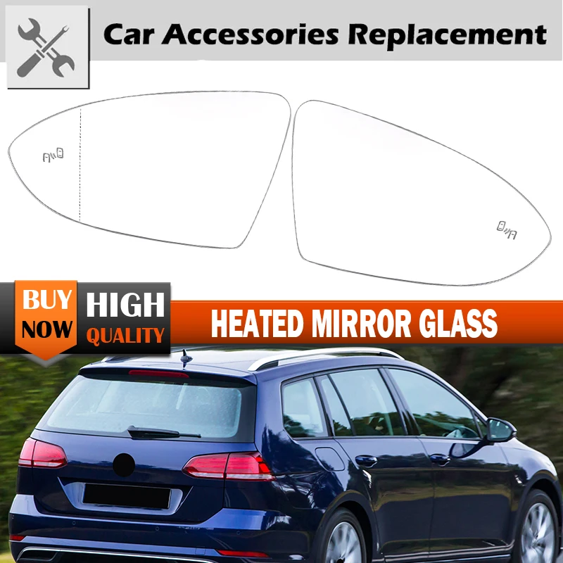 Rhyming Side Door Rearview Mirror Glass Heated Blind Spot For VW Golf MK7 VII Variant 2013-2017 PRE-LCI White Car Accessories