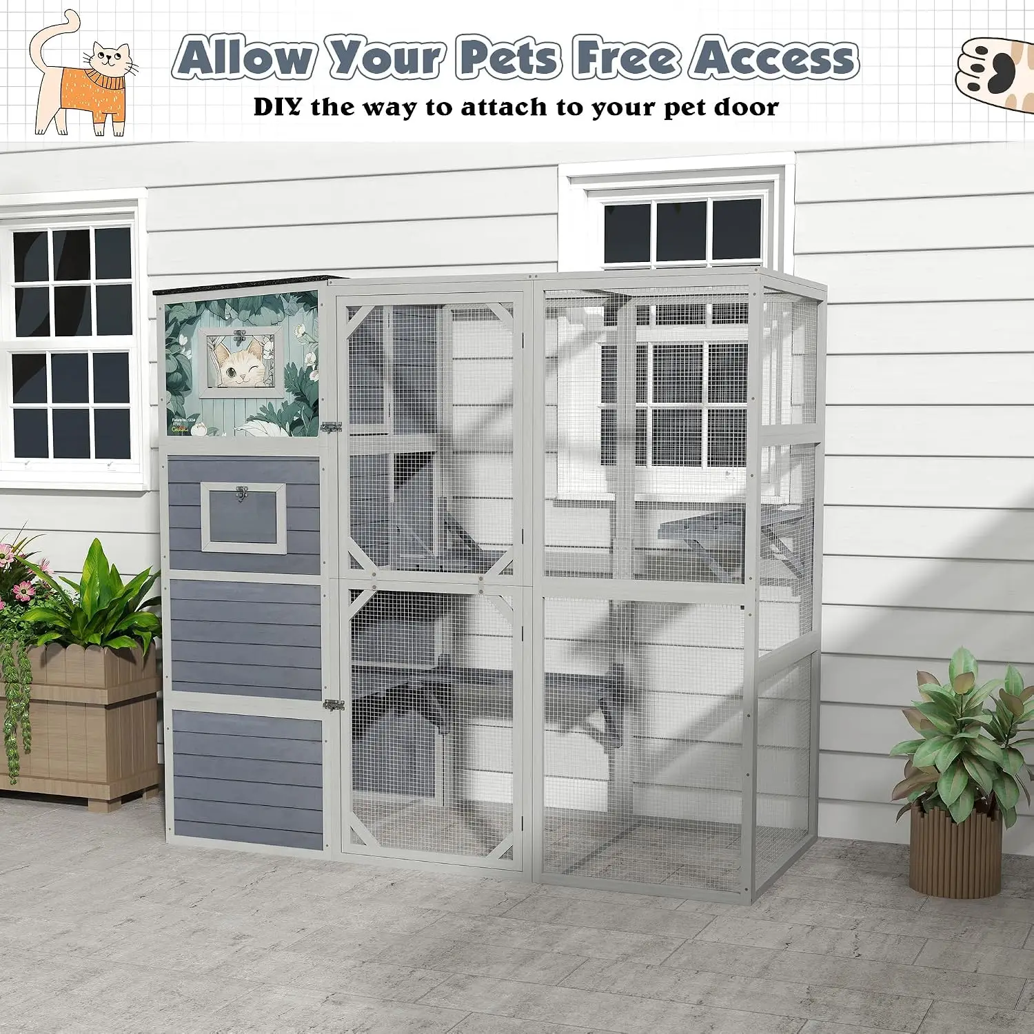 4-tier cat play center with 3 resting lounges & platforms, holds 2-4 cats, works for ferrets and small animals
