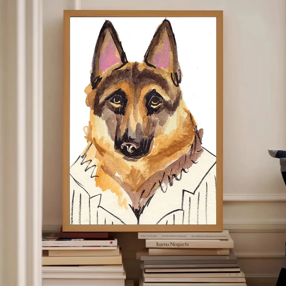 الراعي الألماني قماش جدار الفن الكلب صورة اللوحة الحيوانات الأليفة عاشق هدية ديكور المنزل الحديثة الحيوان صورة طباعة #2