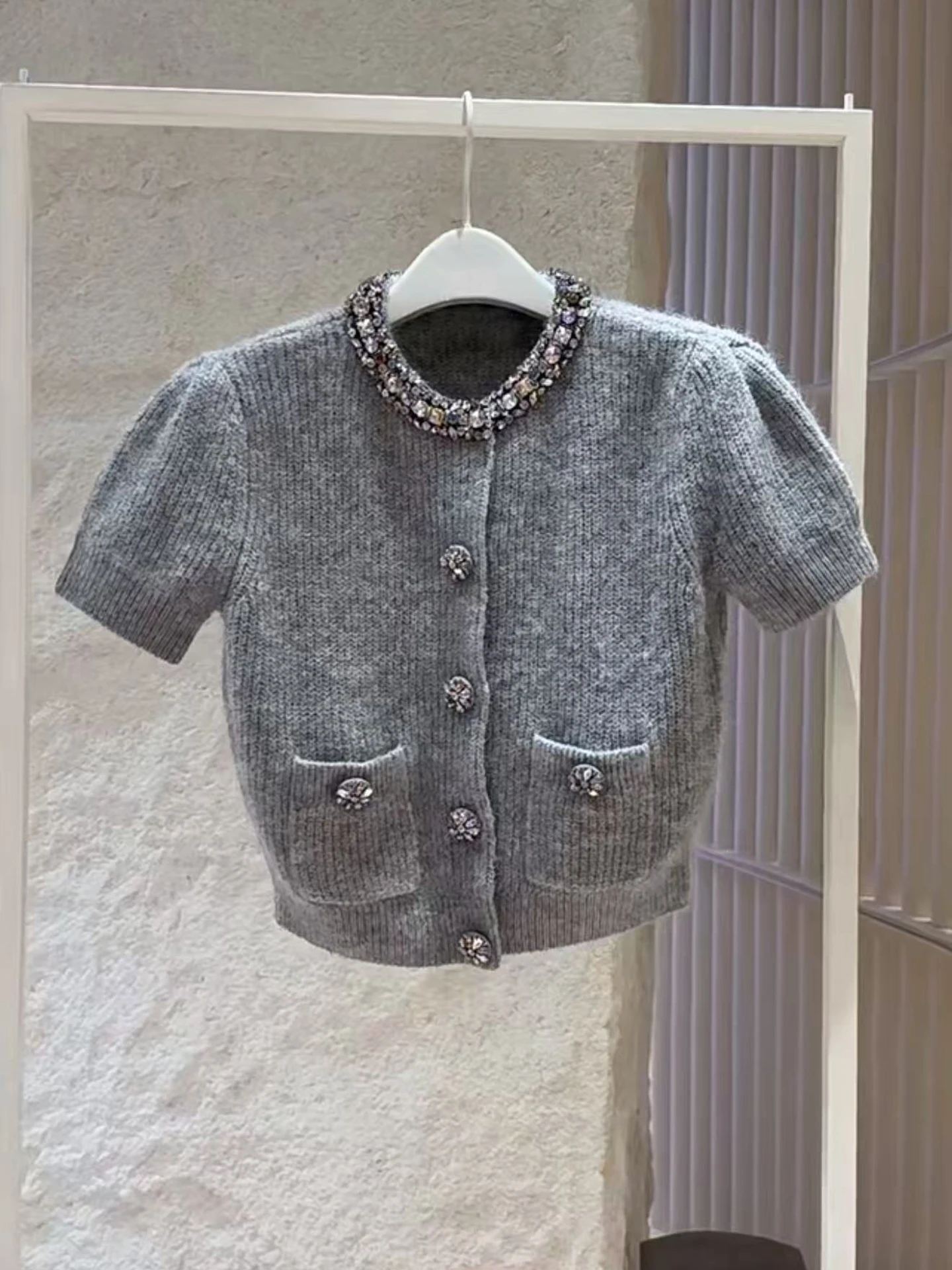 High-End Women's ort Knitted Open Cardigan with Diamond Embelliment Autumn 2025 Faion Commute Sle Breathable Soft