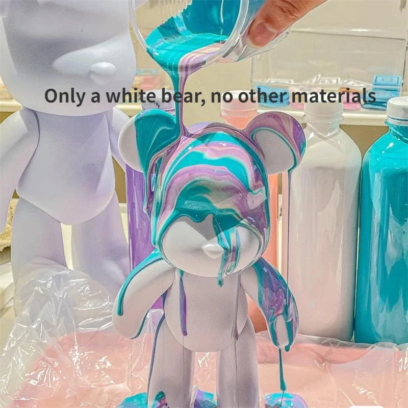 DIY Creative Fluid Bear Handmade Painting Violent Bear Sculpture White Mold Doll Figurine Toys Animal Bear Home Decor Ornaments