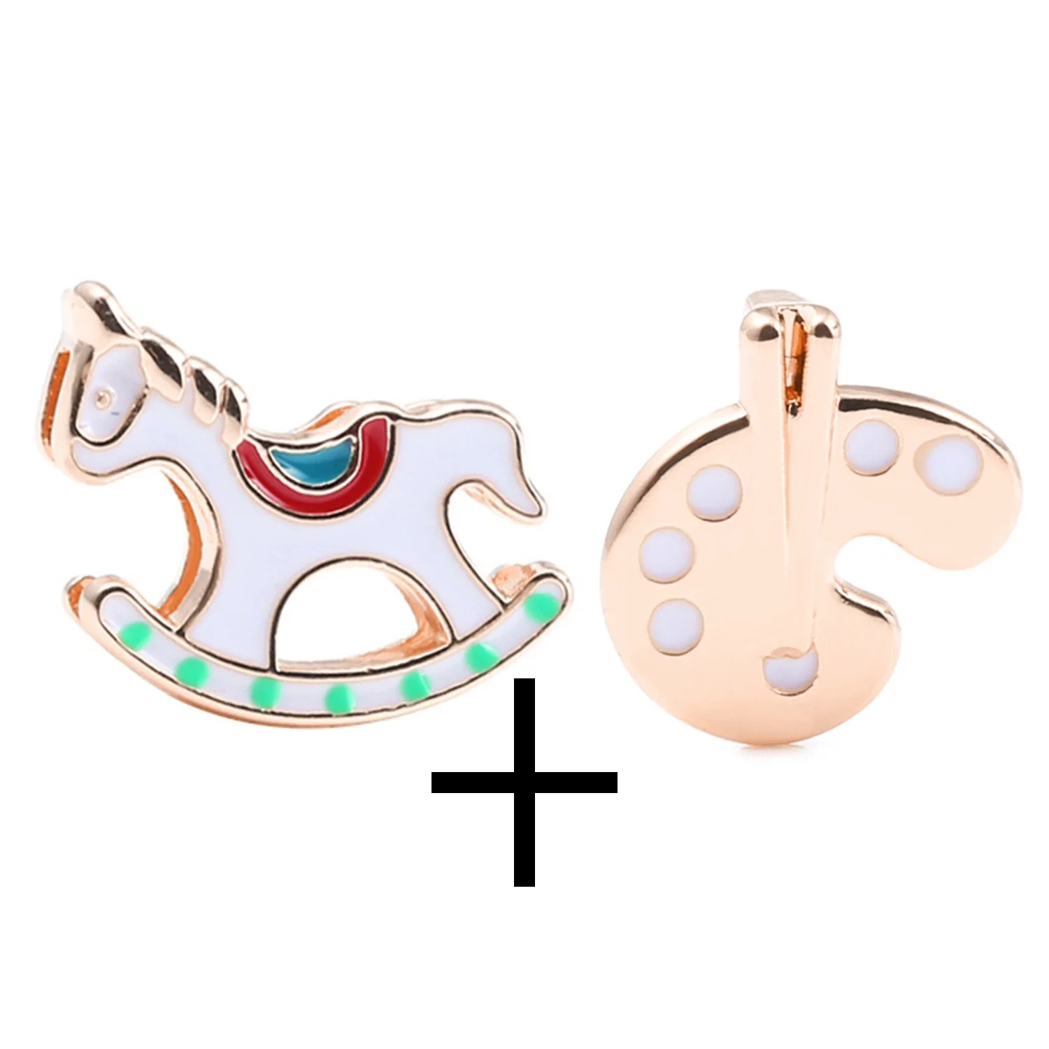 2Pcs Ladybug Beads Rose Gold Color Unicorn Charm For Bracelet 10mm Wristband Quality Alloy Bee Cat Accessories beaded