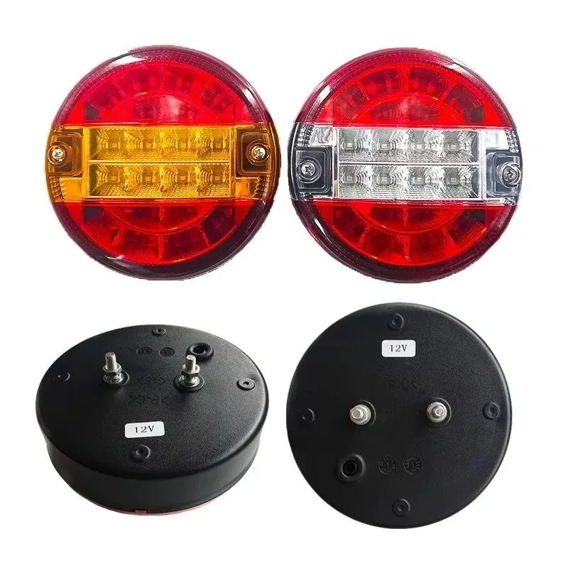 1 قطعة 12 فولت LED الخلفية الذيل ضوء بدوره مصباح إشارة مستديرة همبرغر مؤشر أضواء الفرامل لشاحنة شاحنة سيارة فان مقطورة ATV قارب