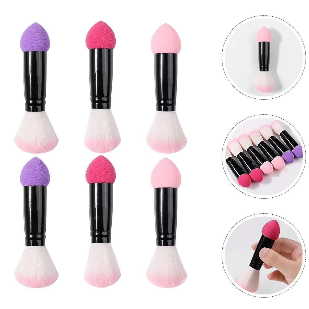 6 قطع من فرش المكياج ذات الأطراف المزدوجة، أداة وضع بودرة أحمر الخدود وبودرة المدمجة لمجموعة فرش الوجه ذات اللمسات النهائية الناعمة للنساء #2