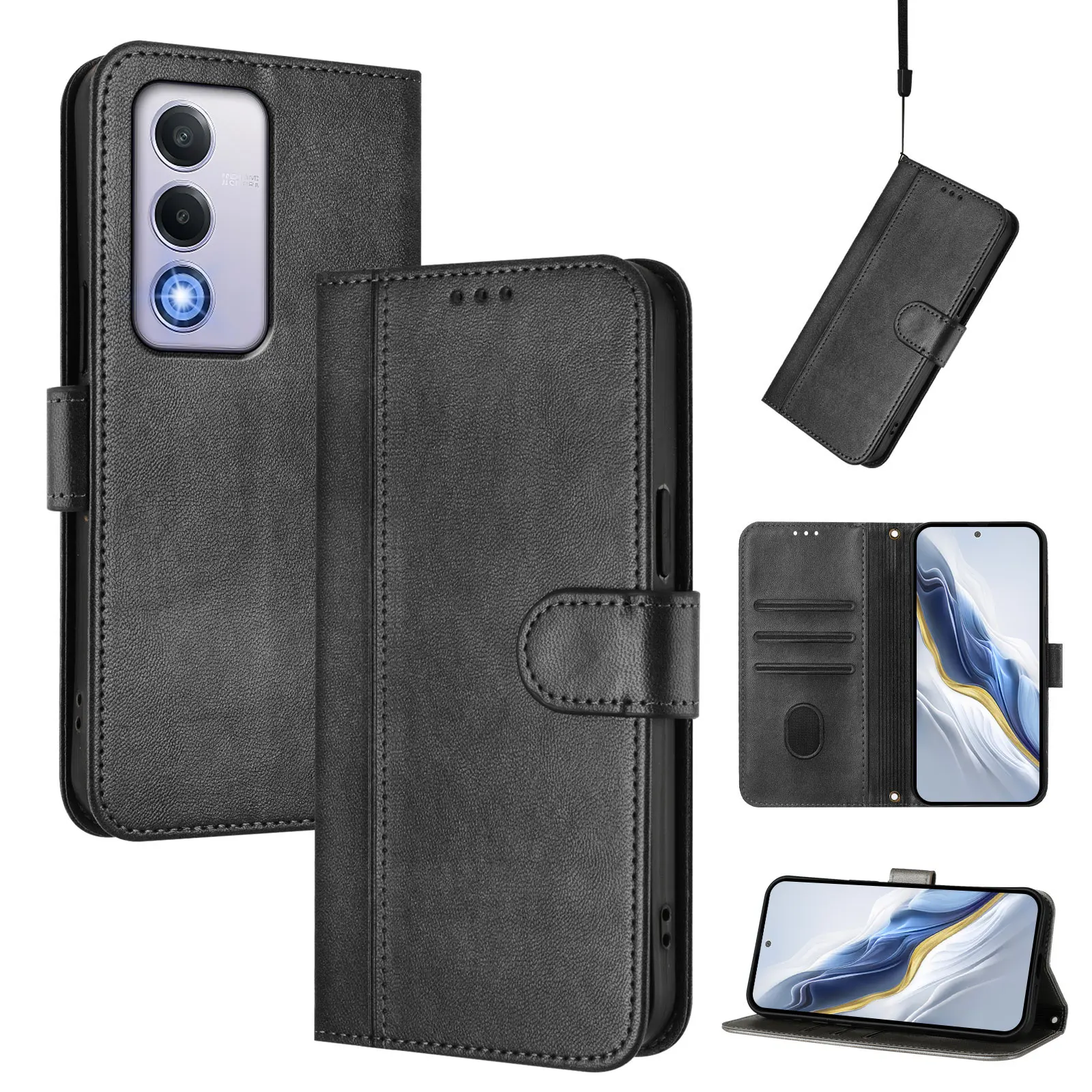 Vivo V40 - Custodia a Portafoglio Flip in Pelle
