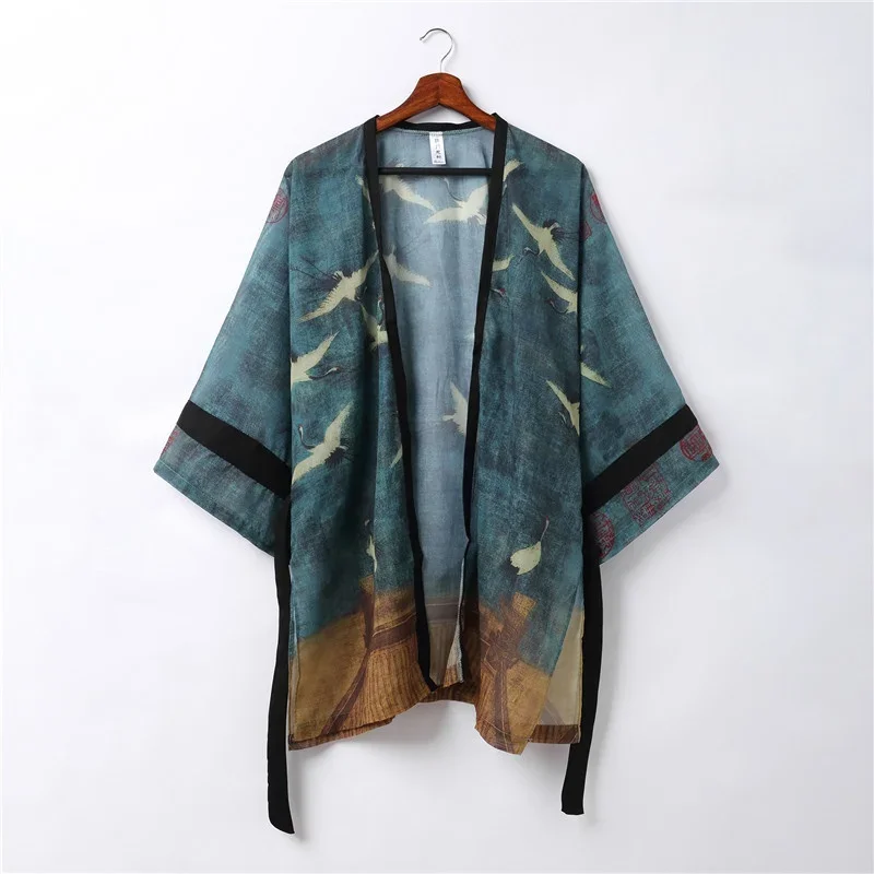 Yukata Men 2024 Summer Japanese Fashion Male Asian Clothes Boho Kimono Cardigan Men Shirt Haori Japanese Yukata Kimonos 10643