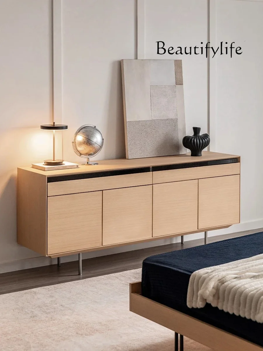 BX Dining Side Cabinet Integrated Storage Against The Wall Solid Wood Storage Minimalist Log Wind High Cabinet Storage Cabinet