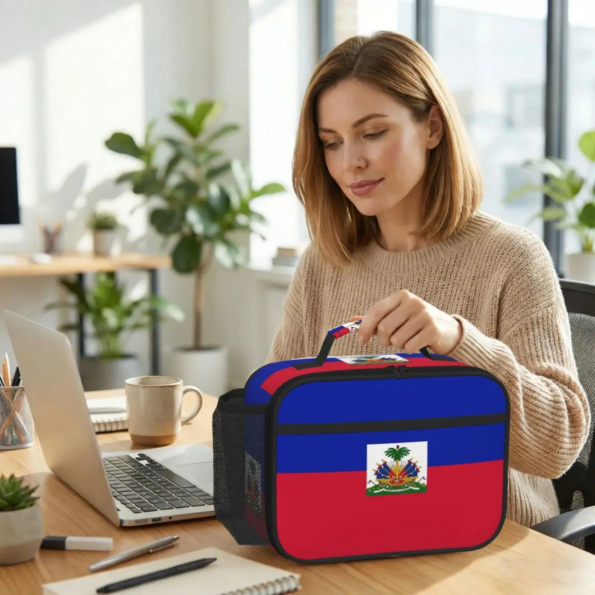 

Flag Of Haiti Haitian Insulated Lunch Bag for Kids School Cooler Thermal Food Box Tote Leakproof Lunch Boxes Container