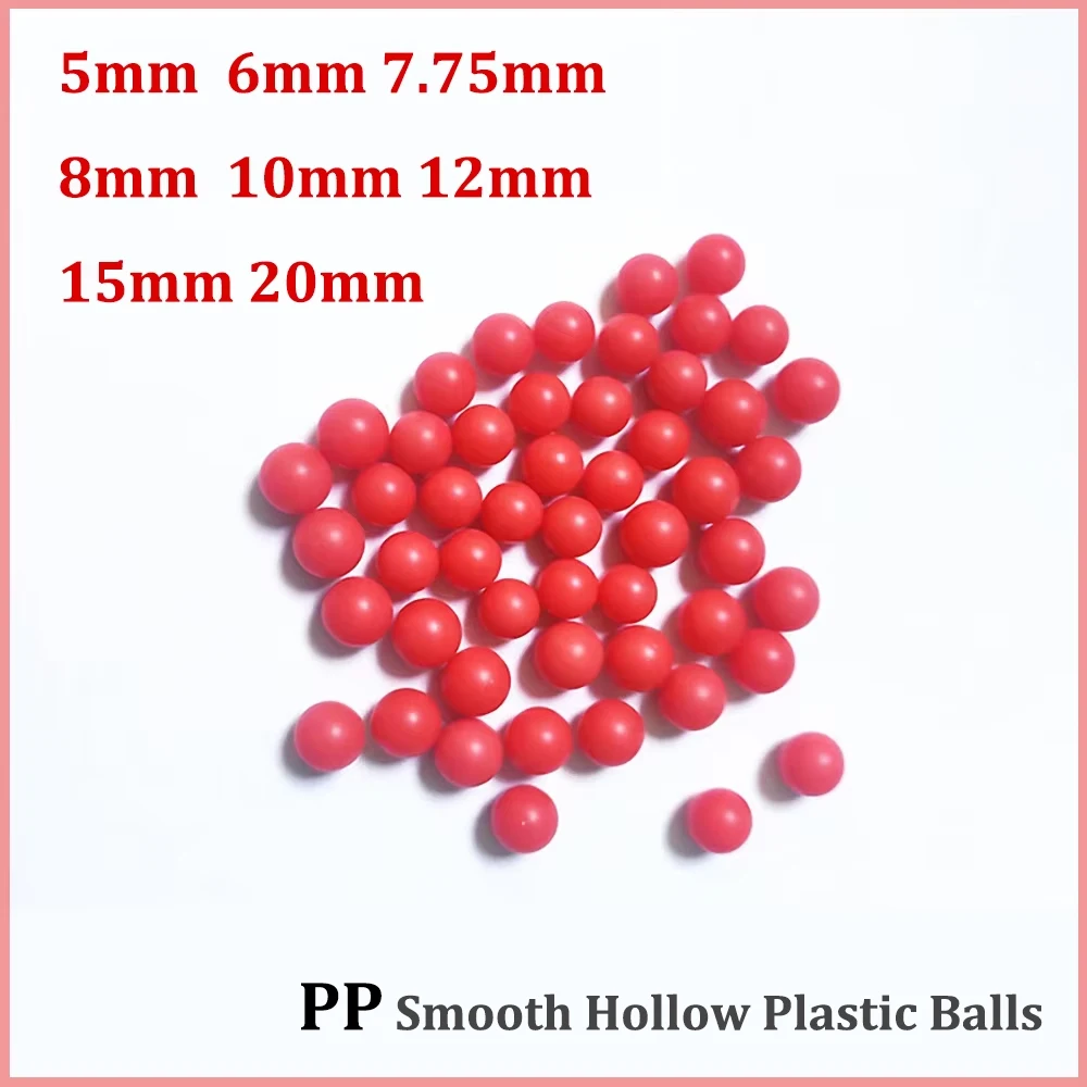 Bolas de plástico huecas lisas de polipropileno PP rojo, esfera de precisión, bola flotante, diámetro 5/6/7,75/8/10/12/15/20mm