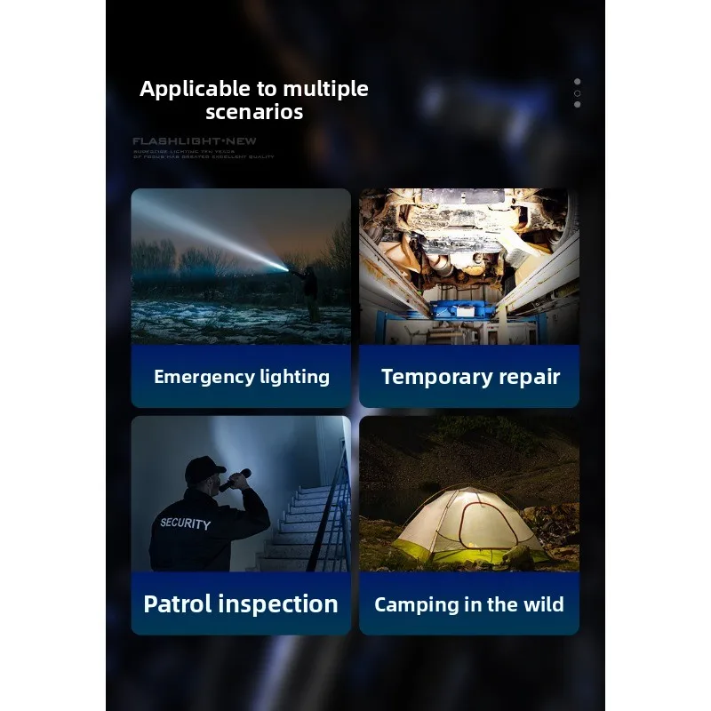 ไฟฉายระยะไกลพิเศษ 750 ม. 15 วัตต์ ปรับโฟกัสได้ แสงความเข้มสูง แบตเตอรี่ 5000mAh/26650 ความจุสูง ช่องเสียบ Type-C