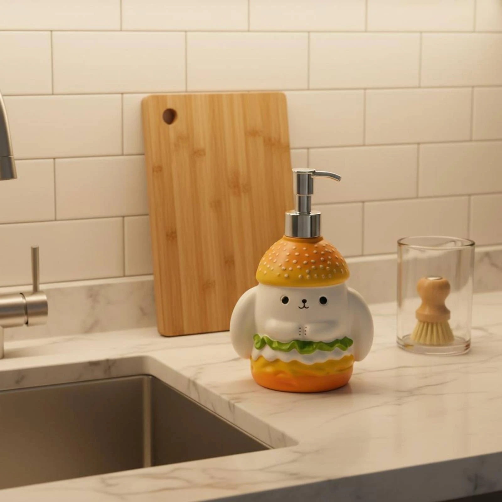 

Dog-Shaped Lotion Bottle Cute Hamburger-Style Soap Dispenser Shower Gel Bottle Novelty Washroom Accessory Pump