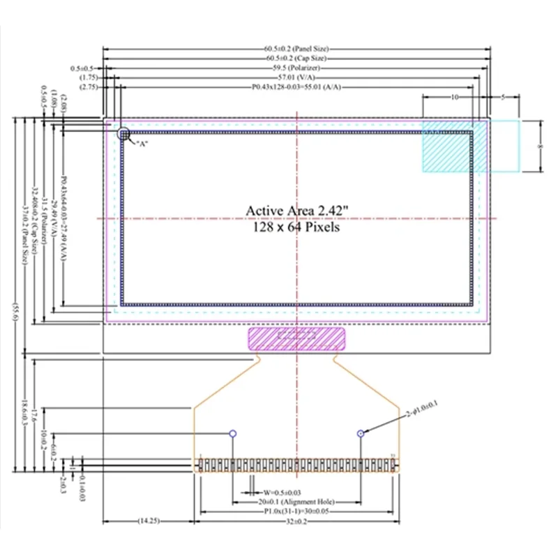 2.42 Inch OLED Display 12864 LCD Screen Highlight Device SSD1309 Plug Industrial Quality White/Yellow/Green/Blue Display