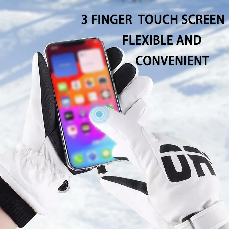 TRALOW Guanti da sci invernali in pile caldo addensato per uomo e donna compatibili con touch screen, per escursioni, sci, attività all'aperto