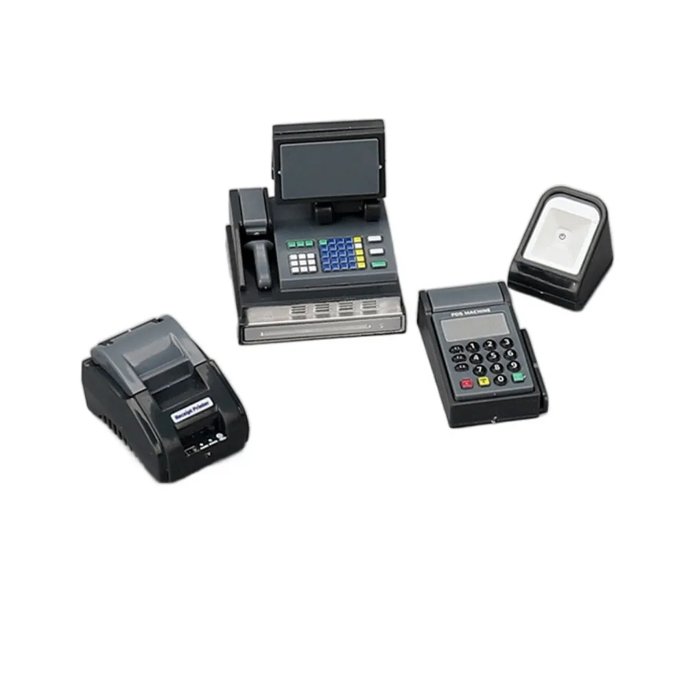 Mini Doll House Cash Register DIY 1:6/1:12 Scale Miniature Cash Register Funny Black Gray Mini Supermarket Store Card Machine