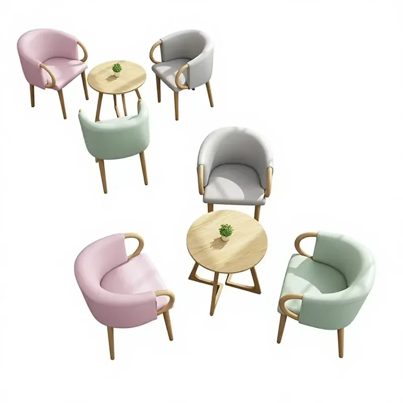 Minimalist Nordic-Style Solid Wood Foldable Customizable Restaurant Table-Chair Set; Caf Sofa Booths; Book Nook; Casual