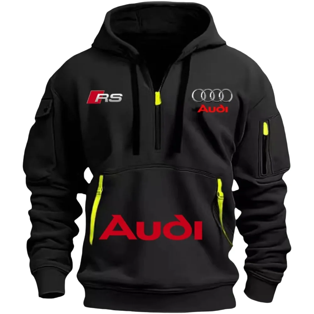 AliExpress Sporty Audi clothing suitable for men, outdoor sports-style cycling suits, street-printed hooded sweatshirts with brims, featuri