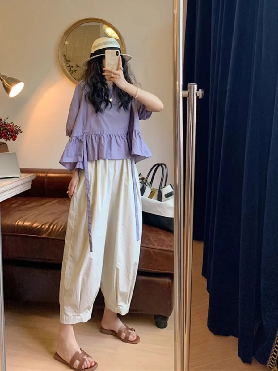ファッショナブルなカジュアルサマーシンワイドレッグパンツ、ツーピースセット、レディーススリムポリエステル混紡スカートスーツアンサンブル
