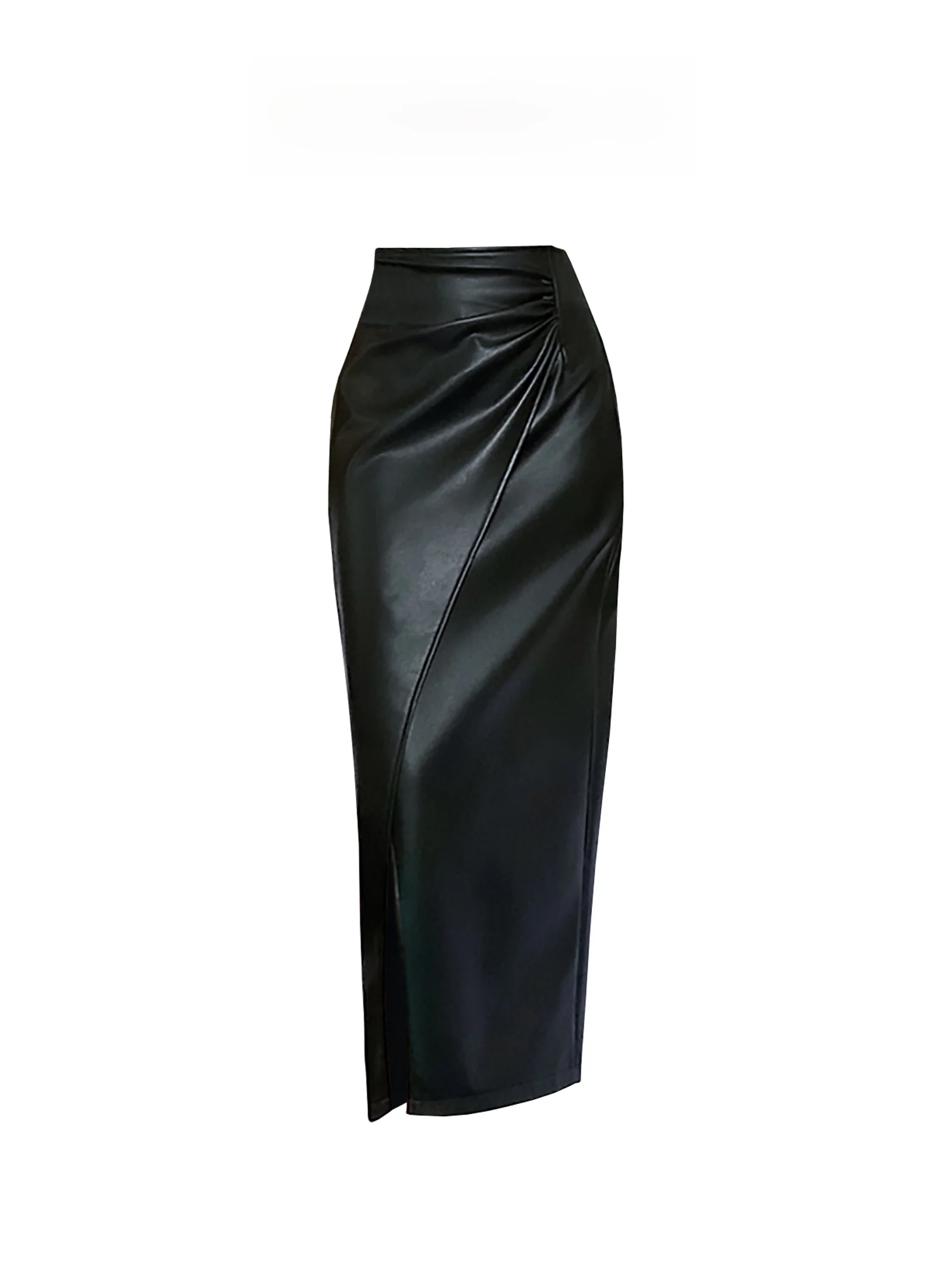 

Asymmetric High Waist Bodycon Skirt for Women Winter New Design Sensation Slit Slimming Leather Skirts Korean Sle
