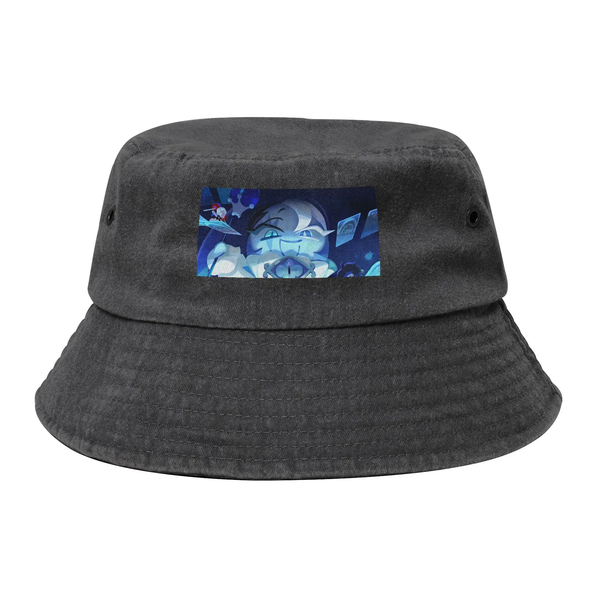 Shadow Milk Cookie Run Kingdom Bucket Hats Teen Outdoor Cute Cartoon Anime Distressed Washed Fishing Cap Vacation Bob Hat