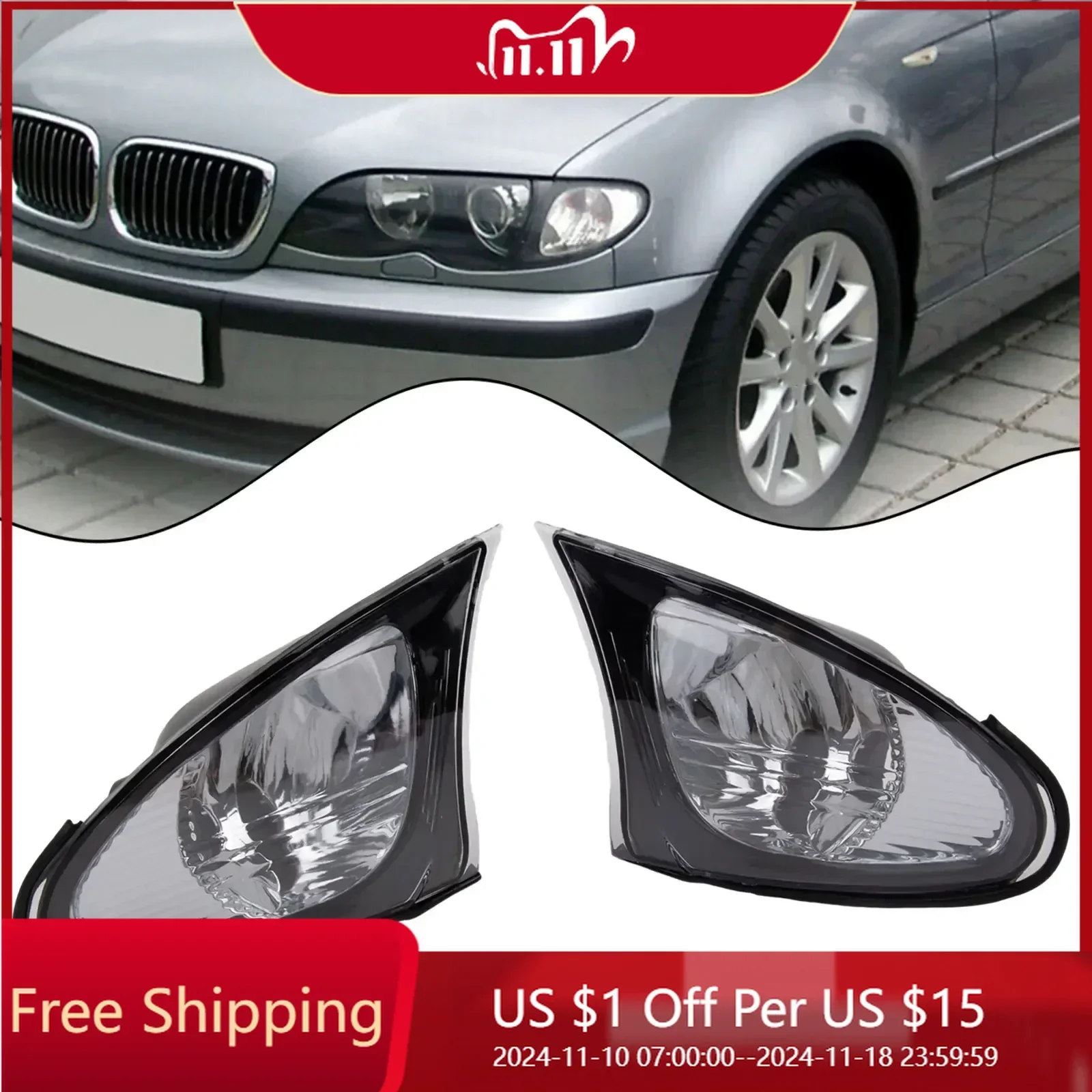 For BMW 3 Series E46 2002-2005 Front L&R Indicator Turn Signal Corner Lights 63137165859 63137165860 Car Lights Accessories