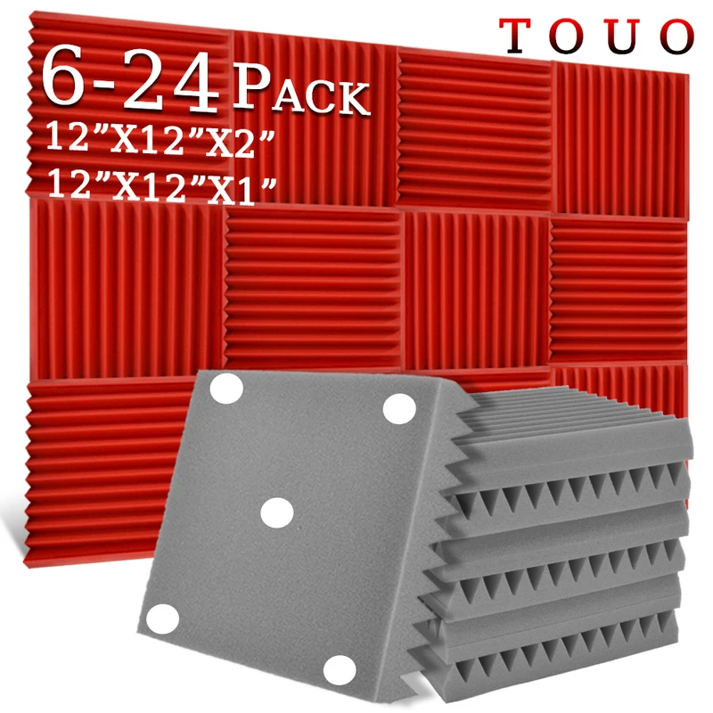 

TOUO Acoustic Foam 6/12/24 Pcs Soundproofing Foams Home Studio Soundproofing Fireproof Wall Panels Ktv Sound Insulation